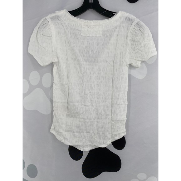 Free People NWT Sugar Cube Crinkle Fabric Short Sleeve Tee Optic White XSm New - Picture 4 of 12